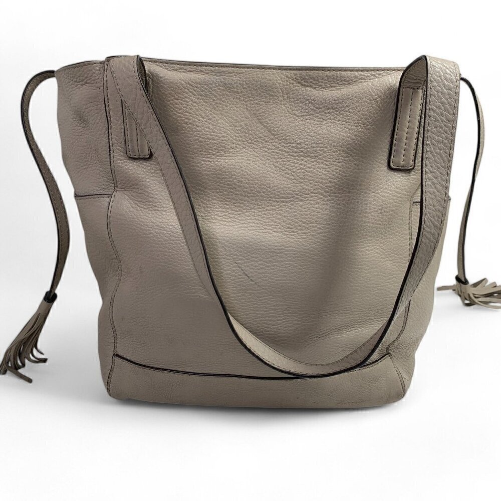 Michael Kors Ashbury Tote Shoulder Bag XL Removable Inner Pouch Beige Leather - Picture 9 of 16